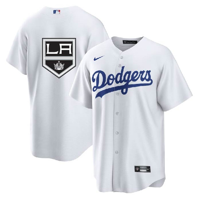 Men's Los Angeles Dodgers & Kings White Cool Base Stitched Jersey